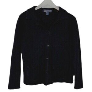 VTG Women's 100% Wool Whimsigoth Dark Academia Black Cardigan Collar Size M